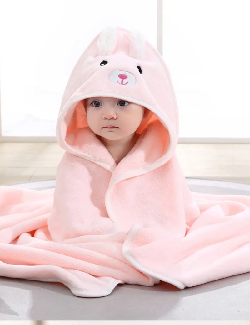 Cartoon Animal Baby Bath Towels Soft Newborn Hooded Towel Blanket Toddler