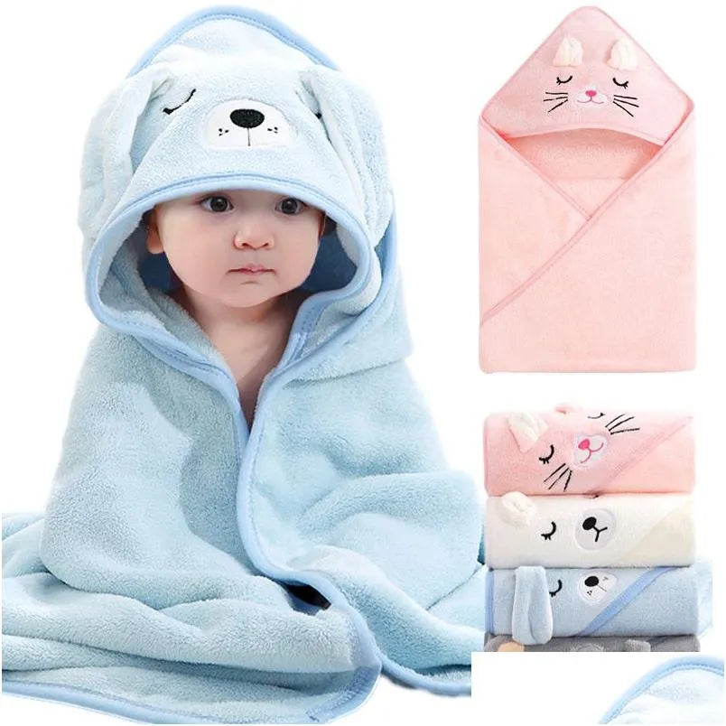 Cartoon Animal Baby Bath Towels Soft Newborn Hooded Towel Blanket Toddler