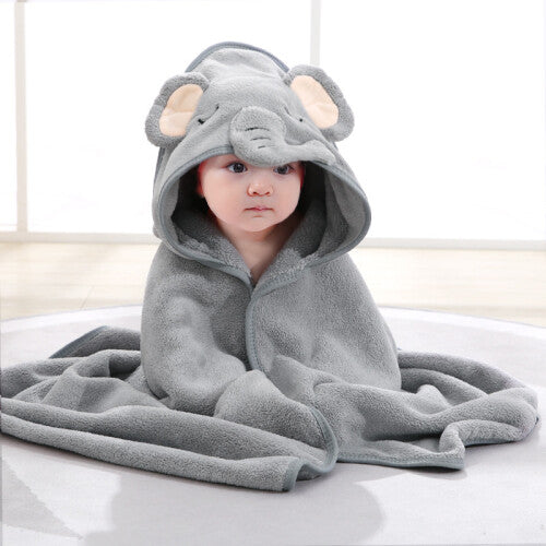 Cartoon Animal Baby Bath Towels Soft Newborn Hooded Towel Blanket Toddler